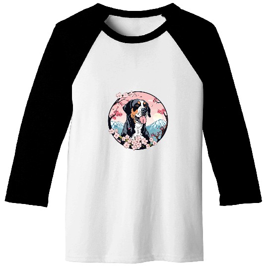 Greater Swiss Mountain Dog Cherry Blossom Funny Flowers Baseball Tees