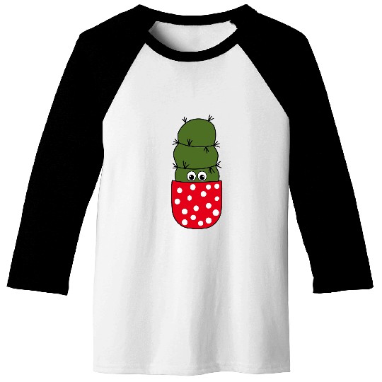 Chunky Cactus In Polka Dotted Pot Baseball Tees