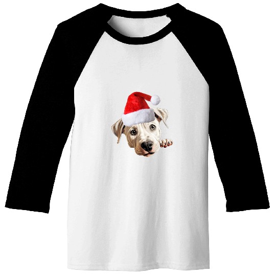Dogo Argentino Dog Santa Claus Hat Christmas Holidays Baseball Tees