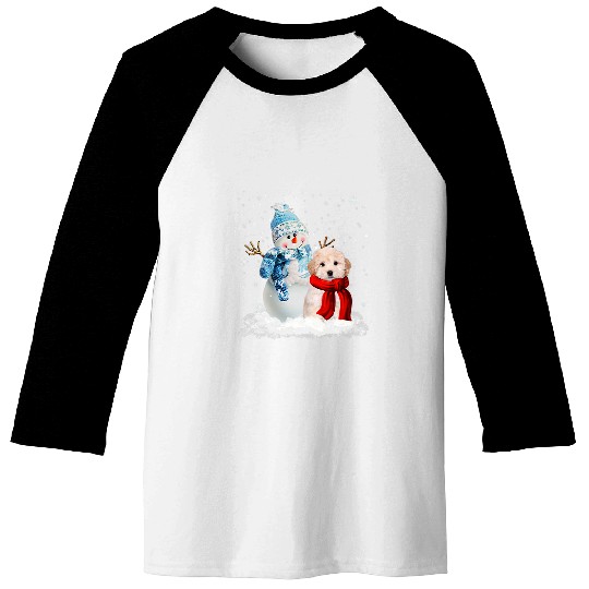 Dog Maltipoo Funny Maltipoo Dog Christmas Snowman Christmas Pajama Baseball Tees
