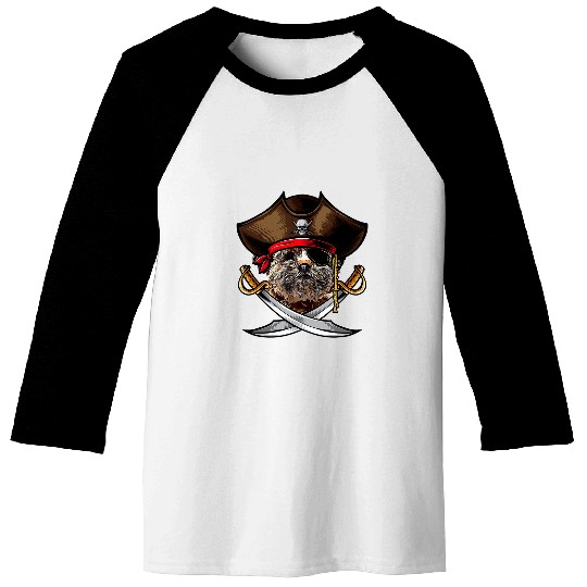 Funny Lhasa Apso Dog Pirate Captain Halloween Baseball Tees
