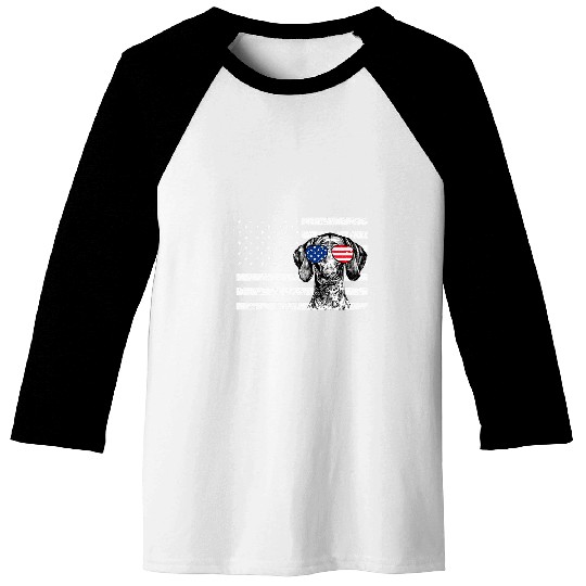 GSP Dog 4th of July US American Flag Patriotic Baseball Tees
