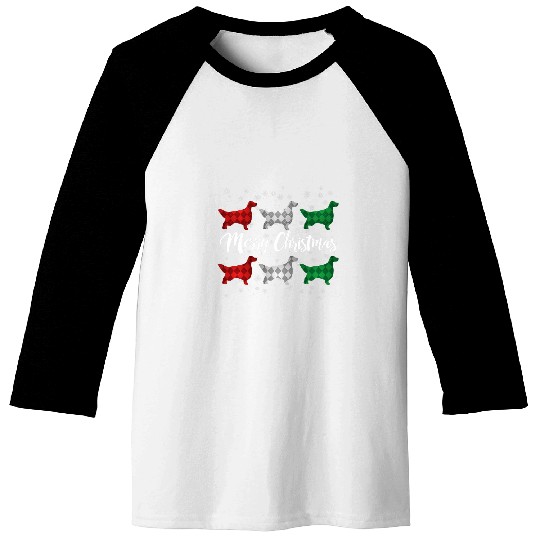 English Setter Merry Christmas Argyle Dog Baseball Tees