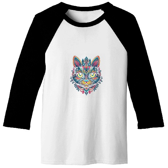 Cat Mandala fantasy 2animal art motif cat gift Baseball Tees