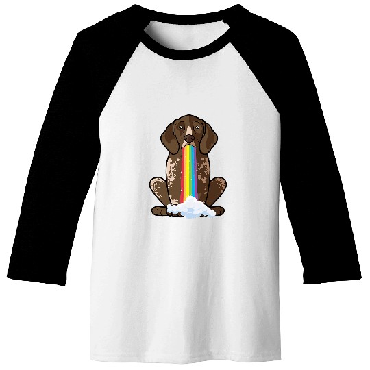 Funny German Shorthaired Pointer Dog in Rainbow Baseball Tees