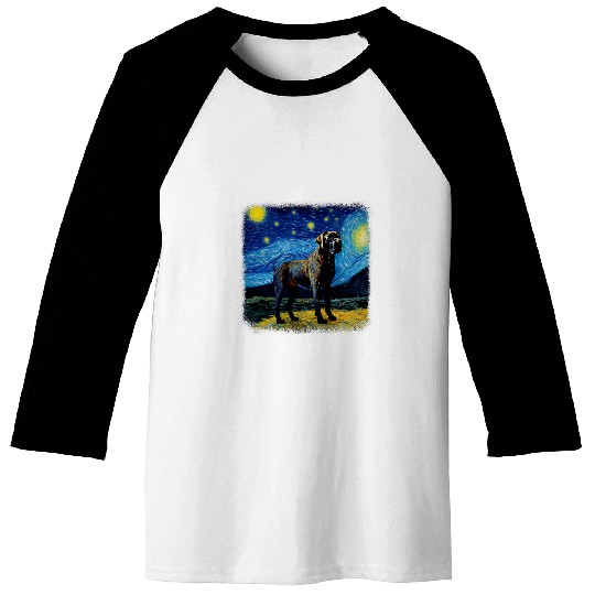 Dog in starry night van gogh Cane Corso 1 Baseball Tees