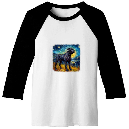 Dog in starry night van gogh Cane Corso Baseball Tees