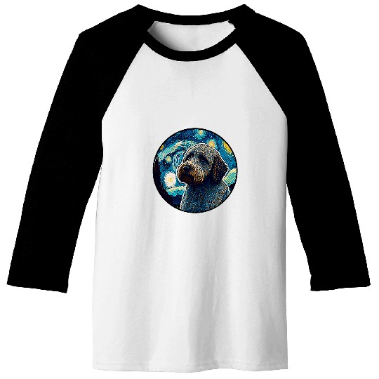 Lagotto Romagnolo Starry Night Painting Dog Mom Dad Baseball Tees