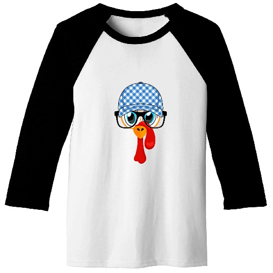 thanksgiving turkey face plaid fall baseball cap 2glasses 6 Baseball Tees