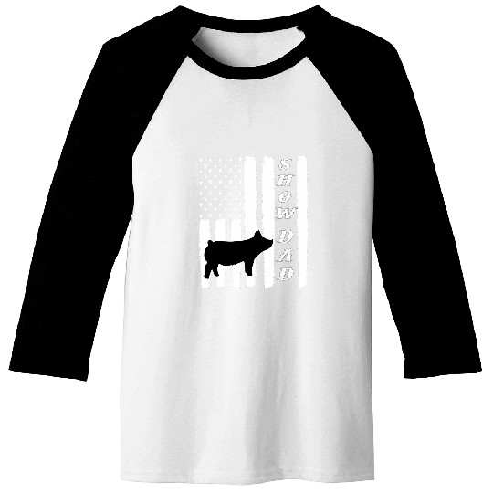 Livestock Show Dad Grunge Flag Stockshow Sow Pig Swine Baseball Tees