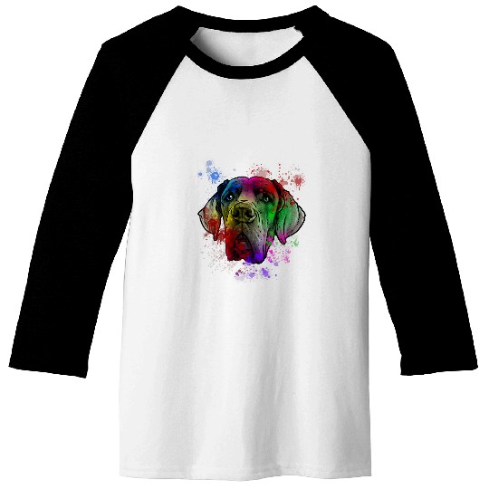 Great Dane Dog with Splash Art Design Baseball Tees