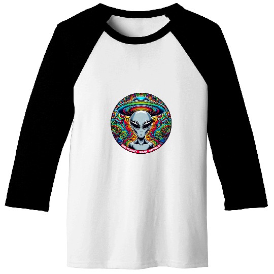 Cosmic Encounter Alien Tee psychedelics UFO Art 2 Baseball Tees