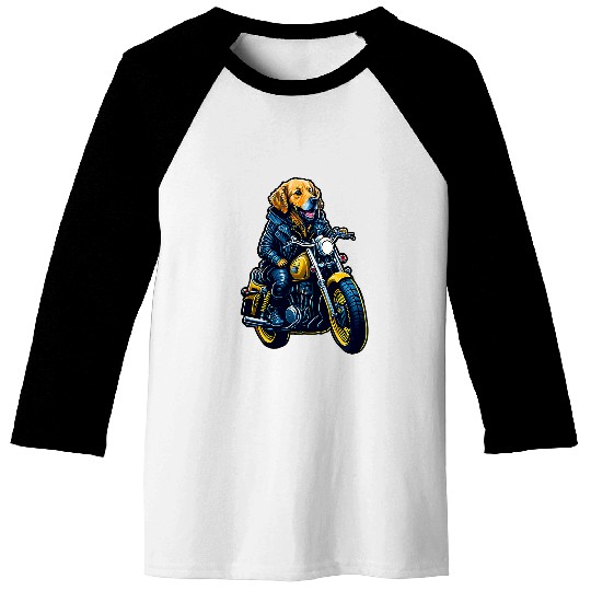 Cute golden retriever drives motorcycle at Christmas 21 Baseball Tees