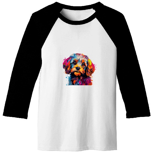 Cavapoo Dog Breed Pet Cute Colorful Pop Art Graphic Baseball Tees