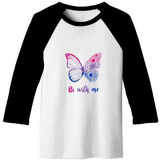LGBTQ Butterfly Be With Me Bi Pride Bisexual Pride LGBT Baseball Tees