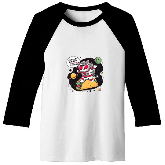 Funny Dabbings Cat Astronaut Riding Taco In Space Kawaii Cat Baseball Tees