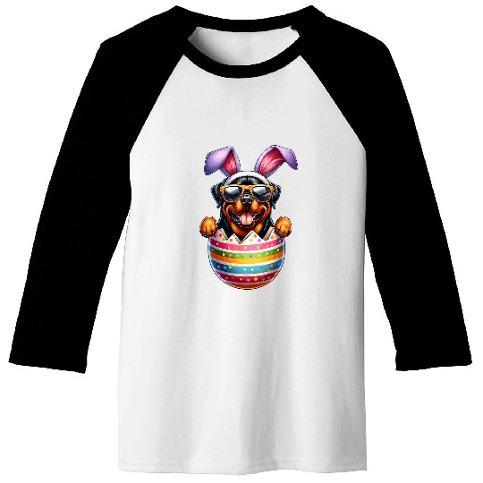 Cute Rottweiler Egg Happy Easter Day Dog Dad Dog Mom Baseball Tees