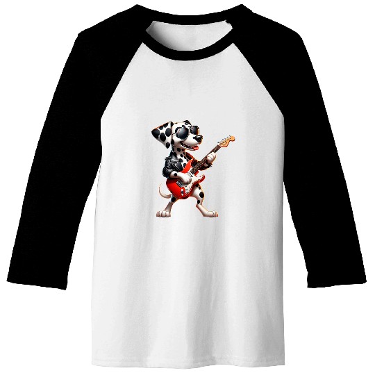 Cool Dalmatian Dog Guitarist Puppy Lover Playing Guitar Baseball Tees