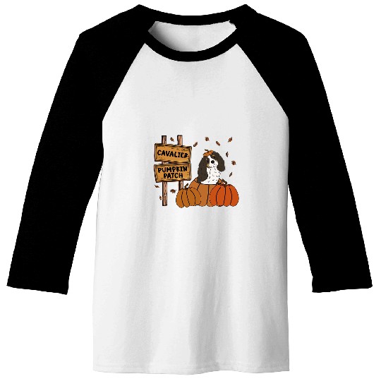 Cavalier King Charles Spaniel Pumpkin Patch Thanksgiving 1 Baseball Tees