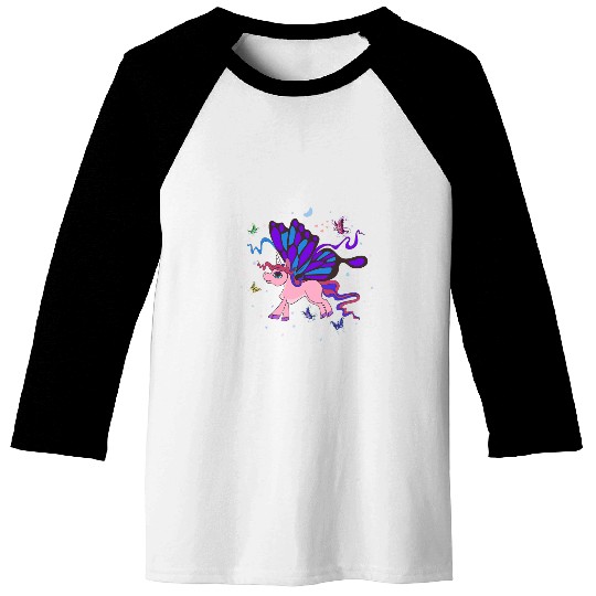 Magical Creature Fantasy Animal Lover Butterfly Unicorn Baseball Tees