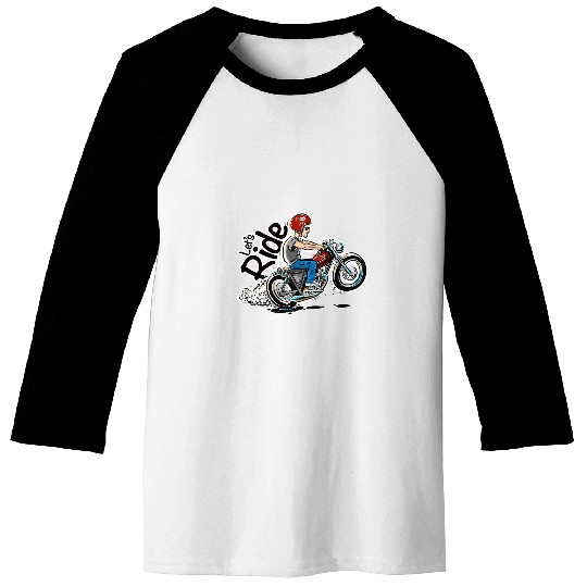 Lets Ride cartoon classic motorcycle Baseball Tees