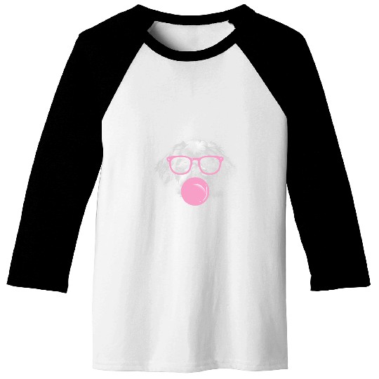 Cute Shih Tzu Dog Face Eating Gum And Makes A Bubble Baseball Tees