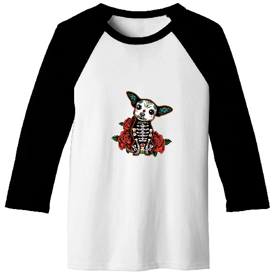 Chihuahua dia de los muertos day of the Deads Dog sugar skull Baseball Tees