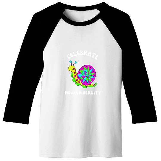Neurodiversity Awareness Bright Colorful Snail Retro Pink Baseball Tees