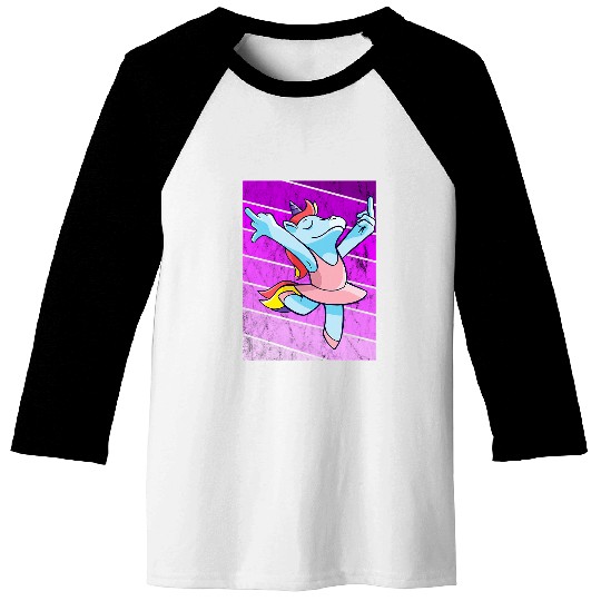 Ballerina Unicorns Cute Ballet Dancer Retro Sunset Dancing Baseball Tees