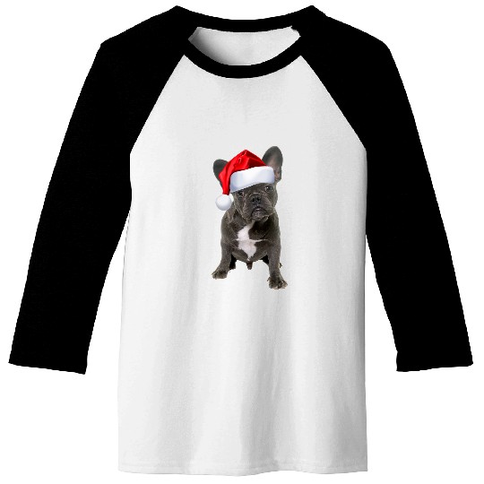 French Bulldog Puppy Santa Hat Cute Frenchie Christmas Dog Baseball Tees