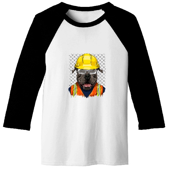 Construction Worker American Pit Bull Terrier Laborer Dog Baseball Tees