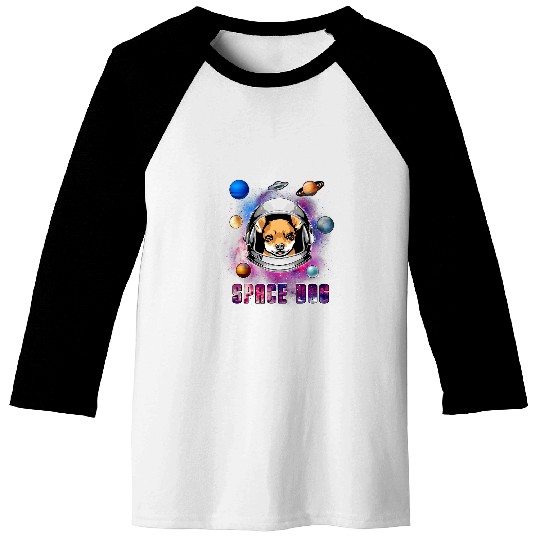 Chihuahua Astronaut Dog Space In Galaxy Funny Puppy Lover Baseball Tees