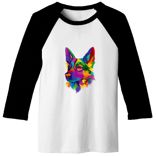 Colorful German Shepherd Pop Art Dog Lover Pet Owner Baseball Tees