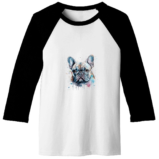 Colorful French Bulldog watercolor art Baseball Tees