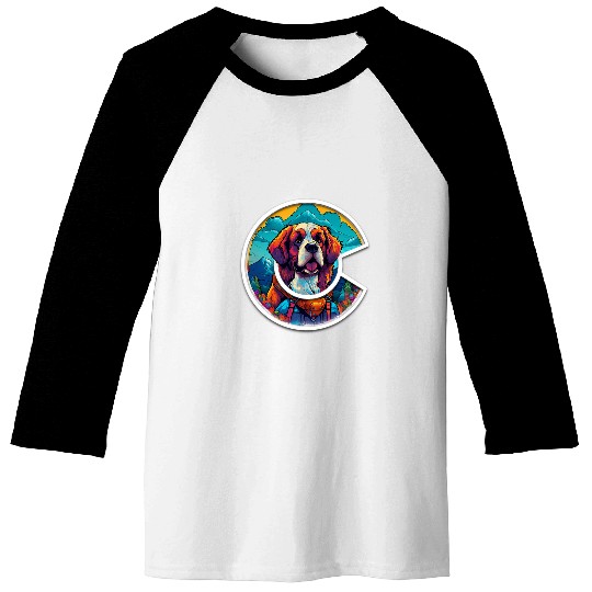 Colorado Saint Bernard Cute Dog in the Mountains Baseball Tees