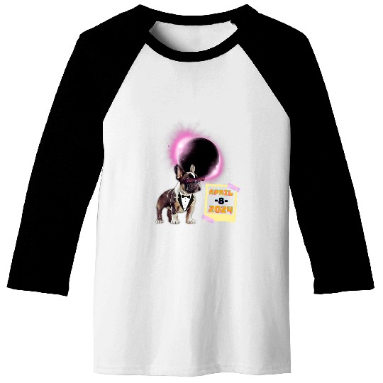 French Bulldog April 8 2024 America Solar Eclipse Baseball Tees