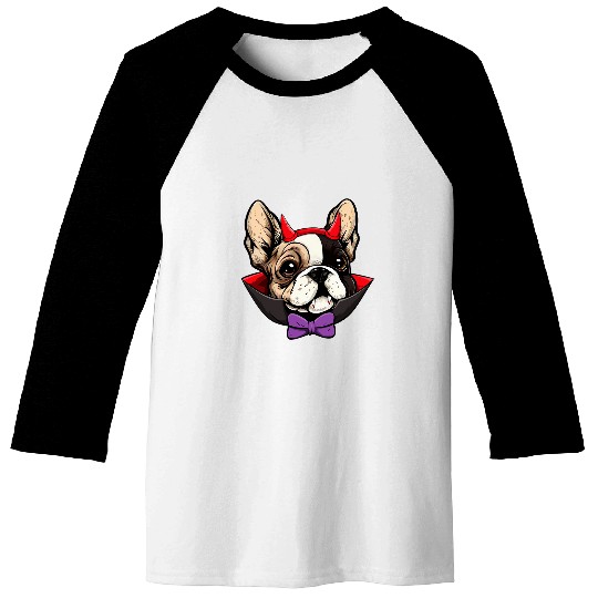 French Bulldog Dog Vampire Halloween Costume Baseball Tees