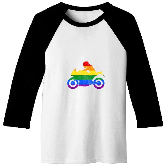 LGBT LGBTQ Gay Pride Motorcycle Stunt LGBT Flag Rainbow Baseball Tees