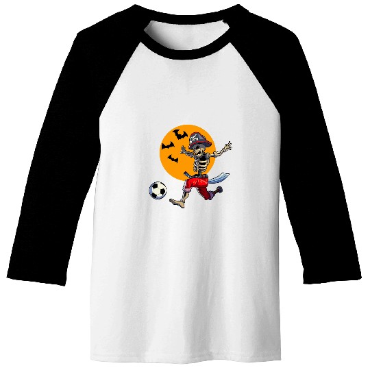 Soccer Skeletons Halloween Boys Soccer Pirate Halloween 21 Baseball Tees