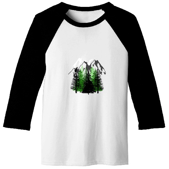 Forest Mountains Nature Mountains Trees Hiking Forester Baseball Tees