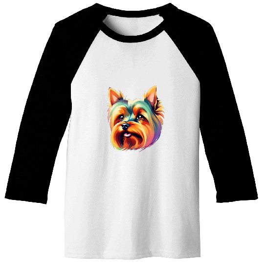Colorful Retro Art Yorkshire Terrier Yorkie Lover Artful Baseball Tees