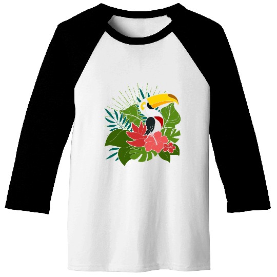 Tropical Flowers Zoo Animal Wildlife Bird Exotic Toucan Baseball Tees