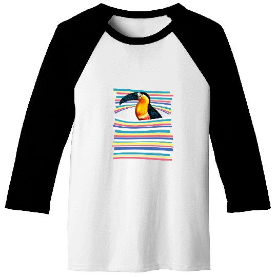 Toucan Pastel Rainbow Striped   vintages Animal Aesthetic Baseball Tees