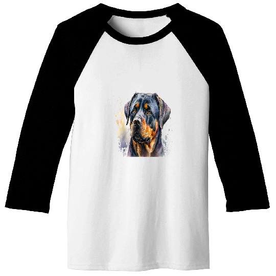 Dog Rottweiler Beautiful Watercolor Rottweiler Portrait Baseball Tees