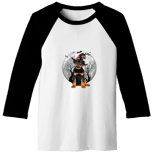Dog Rottweiler And Moon Halloween Costume Dog Lover Funny 6 Baseball Tees