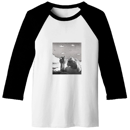 Turkey Selfie With Alien UFO Funny Thanksgiving Baseball Tees