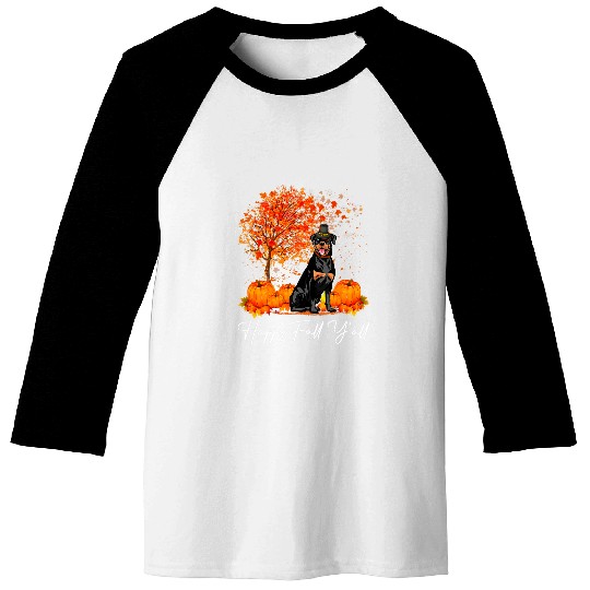 Dog Rottweiler Happy Fall YAll Pumpkin Rottweiler Dog Thanksgiving Baseball Tees