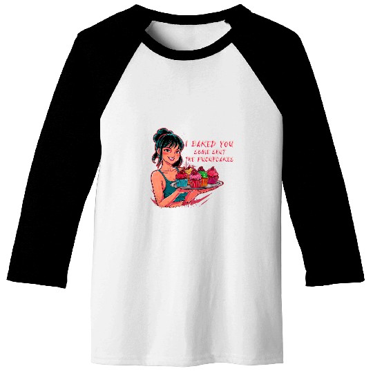 Funny Groovy Housewife I Baked You Some Shut The Fucupcakes Baseball Tees
