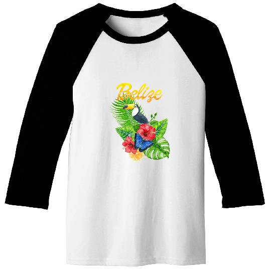 Toucan Bird Tropical Flowers Belize Travel Souvenir Baseball Tees