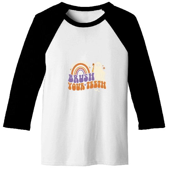 Trick Or Treat Brush Your Teeth Spooky Halloween dentists 21 Baseball Tees